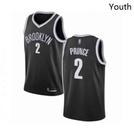 Youth Brooklyn Nets 2 Taurean Prince Authentic Black Basketball Jersey Icon Edition